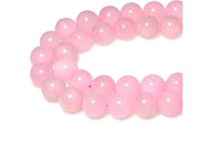 MJDCB Perlen zum Auffädeln 8mm 45 stück Rosenquarz Halbedelsteine Perlen mit Loch Natürliche Lose Runde Steinperlen für Herstellung Schmuck Armbänder Halsketten