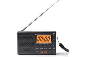 GBKDQQ Tragbares Radio, AM,FM,SW Kofferradio mit LCD-Display, Batteriebetrieb, Eingebautem Lautsprecher Alarm Sleep Timer Kopfhöreranschluss, Küchenradio 35 Voreinstellungen Kleines Radio