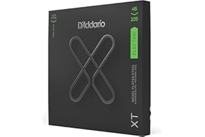 D'Addario XT Coated Bass Strings - Electric Bass Guitar Strings - 4-String, Lt. Top/Med. Bottom, 45-105