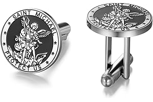 TEAMER Gemelos de San Miguel de acero inoxidable, gemelos de San Miguel, amuleto de arcángel, joyería religiosa para hombre