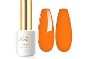 Imtiti Vernis Semi Permanent Orange, 15ml Orange Néon Vernis Gel UV Semi Permanent UV Led Soak Off Gel Nail Polish French Vernis À Ongles Gels Semi-Permanents DIY Nail Kit Démarrage