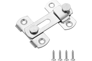 DURDIIY Serratura per Porta Scorrevole in Acciaio inox a 180°,Serratura Porta di Sicurezza in Acciaio inox con Viti,per Porte e Finestre, per Fienile, Giardino, Bagno, Garage (argentato)