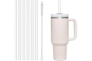 WISYOK Stanley Cup, 6 słomka, materiał tritan, nie zawiera BPA, 6 przezroczystych słomka do picia z 1 szczotką do czyszczenia (30 cm x 1 cm)
