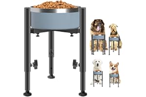 FUNVALLEY SURPERFECT Elevated Dog Bowl Stand - Adjustable Height (5" to 11") - Raised Dog Feeder for Large, Medium & Small Dogs - Food and Water Bowl Holder (Bowl Not Included)