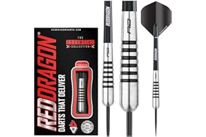 RED DRAGON Torpedo 24-gramowy zestaw profesjonalnych rzutek wolframowych z piórami i wały (łodygi)