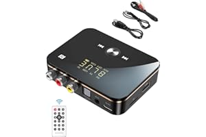 Anyzoo Bluetooth Audio Adapter - 2 in 1 Bluetooth Transmitter Empfänger für TV Laptop Stereoanlage Kopfhörer Lautsprecher, RCA/AUX Kabel, aptX HD & aptX LL, 10 Stunden Wiedergabezeit