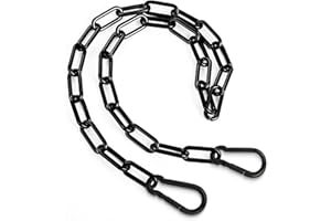 WANDERGO Gate Chain Lock, 1m/39.4 inch Chain Lock, Black Metal Chain with 2 Detachable Carabiners, Heavy Duty Stainless Steel Chain for Outdoor Fence, Cage, Gate Security Lock