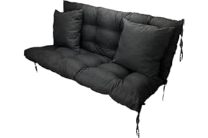 ‎GRAND FILIPPO Filippo Seat Cushions Garden Furniture 160 x 55 x 55 cm Black - Cushion Hollywood Swing Resistant to Mould - Handmade Cushion for Hollywood Swing with Mounting Cords