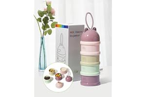 DOLI YEARNING Infant&Baby Milk Powder Dispenser with 4 Separate Twist-Lock compartments,Portable with Silicone Handle Good for Travel and Outdoor Activities, BPA Free - Pink