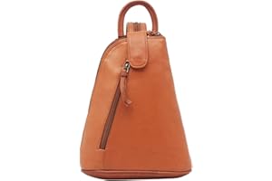 Lloyd Baker London - BHIWANI Genuine Leather Backpack, Daypack Crossbody Shoulder Bag, Small Leather Backpack with Front and Back Zipped Pockets.