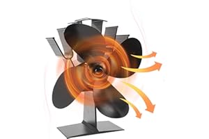 Ofenventilator, Joymy Kaminventilator mit 4 Blättern Kein Strom erforderlich,Wärmebetriebener Ofenventilator, Leiser Fireplace Fan für Holz/Kamin Erhöht/Holzbrenner