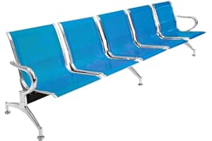Notek Srl Panca per sala d’attesa COLORE BLU, sedute ufficio, panche in acciaio per studio professionale e sala d'aspetto (5_posti)
