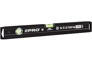 PRO800 Nivel de burbuja 50cm fresado en un lado con perfil ergonómico - ERS+ (Easy Reading System) Nivel de precisión con tapones antichoque - Color Negro