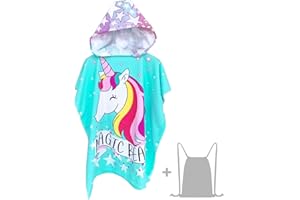 JORAKI Ręcznik kąpielowy z kapturem dla dzieci, ponczo dla dzieci, ręcznik kąpielowy z mikrofibry, ultramiękki i bardzo duży szlafrok dla dziewcząt, chłopców, dzieci w wieku 6-14 lat