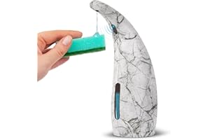 HMJIA Automatyczny dozownik mydła, elektryczny dozownik mydła z czujnikiem, wodoodporny dozownik mydła IPX6 do kuchni i łazienki, hotelu, restauracji (tusz marmurowy - 300 ml)