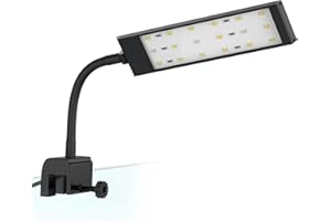 NICREW JTL Fish Tank Clip-On Light, Clamp Aquarium LED Light with 2 Lighting Modes, 360° Adjustable Light Arm, Fit 20L Aquariums, 18 LEDs, 7W