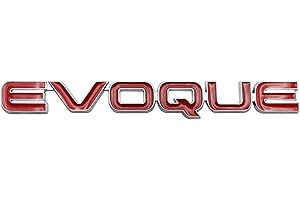 AUTOZOCO Emblema Adhesivo Evoque, Insignia Evoque Apto para Parte Trasera Autoadhesiva, Compatible con Range Rover, Pegatina Evoque, Plástico, 16 cm x 1.5 cm, Rojo con Bordes Plateados