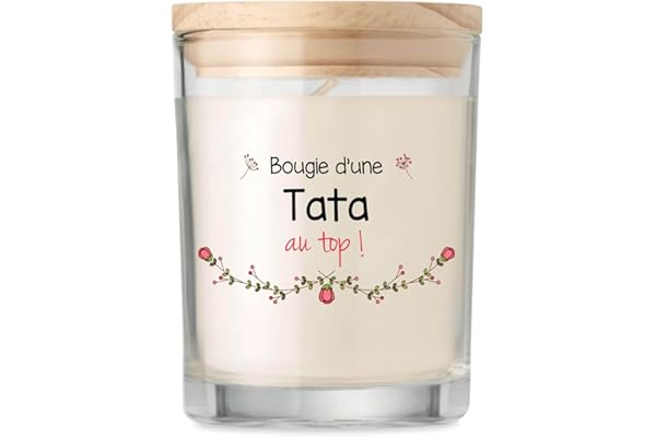 Bougie Tata Personnalisée Parfumée | Idée Cadeau Tante Coffret Candle Famille Anniversaire Noël (Tata au Top)