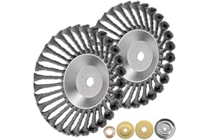 TOTONY 2 Pcs Unkrautbürste für Freischneider, Wildkrautbürste für Motorsense, Drahtbürste Freischneider mit 25,4mm Bohrung Unkrautbürste Rasentrimmer Zubehör 150 x 25,4 Gezopfte Schleifbürste Kegel (2 Stück)