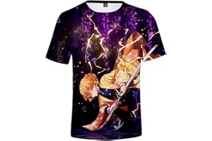Yumenam Niños Camiseta Demon Slayer 3D Impreso Camiseta Kimetsu no Yaiba Cosplay Camiseta Tanjirou Giyuu Manga Corta T-Shirt