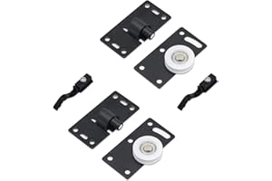 CAILIYA 2 Juegos de Ruedas para Puerta Corredera,Polea de La Puerta Corredera del Guardarropa del Gabinete,Kits de Riel de Engranajes con Ruedas de Nailon Silencioso, para Ventana de Armario de Armario(Negro)