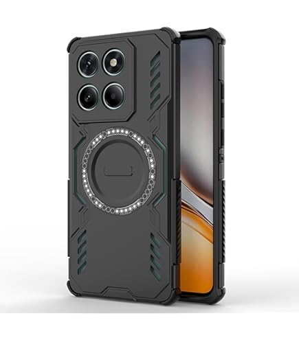 GOKEN Cover per Motorola Edge 60 Fusion, Custodia Armor, Antiurto in con Bumper Silicone & Retro in PC, Anello Magnetico Integrato - Verde