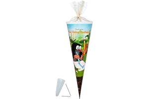 alles-meine.de GmbH Schultüte - der kleine Maulwurf - Pauli - 50 cm - mit Tüllabschluß - Zuckertüte - mit/ohne Kunststoff Spitze - für Mädchen & Jungen - Maulwürfe Stifte 1. Kl..