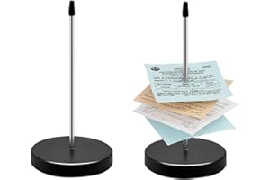 VTYTZZ Lot de 2 pique ticket de caisse,pics à billets,en acier inoxydable,support de pics en papier avec pied rond,Pique-Note En Métal En Acier Inoxydable,pour Restaurant Cuisine Bureau Hôtel (Noir)