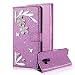 Produktbild Aearl Samsung Galaxy S9 Hülle Glitzer PU Leder Kristall Diamant Feder Portemonnaie Handyhülle Standfunktion Kreditkarte Slots Magnetverschluss Schutzhülle für Samsung Galaxy S9 - Lila