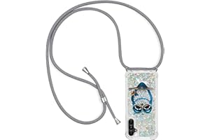 Paekear Funda con Cuerda para Samsung Galaxy A14 5G/4G, Carcasa de movil con Cuerda para Colgar - Correa para Hombro y Cordón Colgante/Brillante Arena movediza Cover Case con Banda Cordon, Búho