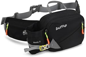 ‎BUFFUP buffup® Bauchtasche mit flaschenhalter,hüfttasche Sport für Outdoor hundetraining Radfahren wandern Laufen,gürteltasche Damen Herren groß