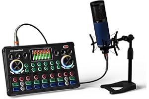 Kit Microfono a Condensatore RUBEHOOW - Dispositivo di Streaming con Mixer DJ,Interfaccia Audio All In One e Microfono a Condensatore da Studio per Live Streaming,Gaming,Registrazioni,YouTube e TikTok