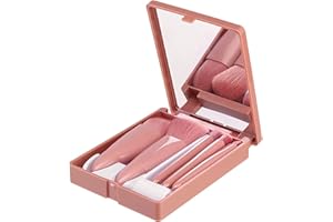 DAQUSU 5-Stücke Reise Make-up Pinsel Set Tragbare Make-up Pinsel mit Spiegel Box Mini Vollständige Funktion Kosmetische Pinsel Kit Kabuki Make-up Pinsel Weiches Haar Kompakte Make-up Pinsel Set