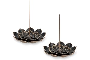 BREMOROU 2 sztuki stojaków na kadzidełka z motywem lotosu, mosiężny uchwyt na kadzidełka, zdejmowany design, 6 otworów na kadzidełka do medytacji i dekoracji