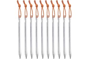 VILIYDUO 20 Piezas Piquetas de Metal para Tienda de Campaña, Piquetas de Aleación de Aluminio con Cordón, Clavijas para Campaña, Piquetas de Camping para jardín, Viajes, Senderismo(Plata)