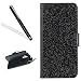 Produktbild Huawei Mate 9 Hülle,Huawei Mate 9 Schutzhülle,Leeook Luxus Luxuriös Noble Elegant Schwarz Bling Glitzer Shiny Strass Muster Entwurf PU Leder Flip Folio Klappbares Wallet Case Handy Brieftasche Case Hülle Bookstyle Tasche Schale Weich TPU Innere Handytasche Cover mit Standfunktion Kartenfächer Magnet Silikon Back Cover Etui Skin Shell für Huawei Mate 9 + 1 x Schwarz Eingabestift-Black