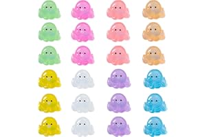 FADBUDSS 24 PCS Mini Resin Octopodes, Mini Resin Animals Tiny Octopus Figurines Glow in the Dark, Miniature Figurine Luminous Ornaments for Garden DIY Craft Micro Landscape Car Aquarium Dollhouse Decoration