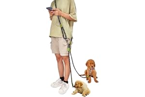 EYELEAF Guinzaglio Doppio per Cani 260 cm Riflettente Guinzaglio per Cani Grande Media e Piccola Camminata 360°Nessun Groviglio Nero