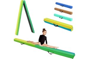 KIKILIVE Barra de Equilibrio Gimnasia con Superficie de Ecocuero EVA+EPE en 3 Tamaños (240cm/270cm/300cm) Plegable para Niños y Adultos Contiene Bolsa de Transporte