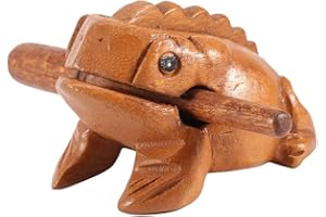 REGUN Wooden Frog, Frog Instrument Frog Ornament, Thailand Traditional Home Office Decor Deluxe Craft Wooden Lucky Frog Croaking Musical Instrument Tone Block, for Art Figurines Decor Miniatures Gift, #3