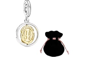 JABEDE Charm in argento S925 ispirato alla Saga di Harry, compatibile con braccialetti delle principali marche, con elegante borsa nera - Ideale per San Valentino