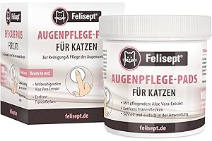 Felisept Augenpflege-Pads für Katzen 100 Stück - Mit Aloe Vera Extrakt - Fingerlinge zur Reinigung & Pflege des Augenumfelds - Katzen Pflege gegen Schmutz & Tränenstein - Augenreiniger Katze