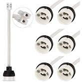 DiCUNO GU10 Lamp Socket, 0.75mm&sup2; x 15 cm/150 mm Cable, Pack of 6 | Ceramic Base Connector for GU10, VDE, 2A, 0-300W, 0-250V,