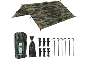 TOP LANDER Lona de lona impermeable 3 x 3, multifuncional, ultraligera, con protección de ojales, para hamaca, senderismo, pícnic, exterior