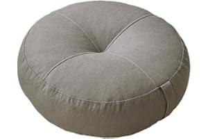 Kuntesetty Cojín Redondo para Meditación Y Descanso de 45 CM, Cojin Funda de algodón Lavable Yoga Zafu para Hogar, Dormitorio, Salón, Gris Claro