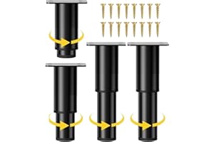 SkyJoy® Adjustable Furniture Feet, Pack of 4, 12-21 cm Adjustable Furniture Feet Made of Black Metal for Cabinets, TV Stands, Sofas, Bedside Tables, Chairs, Bathroom Cabinets, Adjustable Furniture