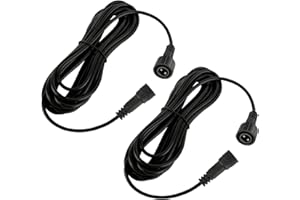 DULEE 2 Pakowane 5 M (16.4 Feet) 2 Pin 16 AWG IP65 Wodoodporny kabel przedłużający do reflektorów słonecznych, światła ogrodowe, taśmy LED