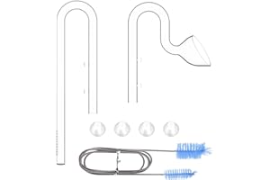 FZONE Kit de tuyaux en Verre pour Aquarium de avec Bec d'arrivée de lys et Brosse pour Tube de (in&Outlet:17mm)