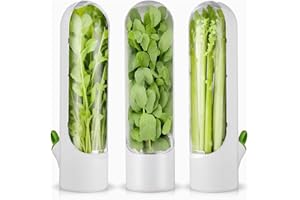 Kopinma 3 Pack Kräuterbehälter-Set, Kühlschrank Aufbewahrung, Kräutercontainer Kräutertopf für Frische, Kräuterbox Küche, Konservierungsbehälter für Kühlschrank Koriander, Petersilie, Spargel