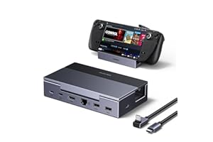 UGREEN Steam Deck Dock (6-in-1), 4K@120Hz HDMI, 100W PD, 1Gbps Ethernet, USB-A & C Ports, Adjustable & Foldable Aluminum Stand, Detachable USB-C Cable for Steam Deck (OLED), ROG Xbox Ally X, Legion Go